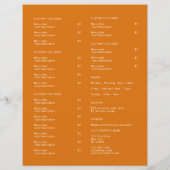 Restaurant Takeout Catering Oranje Logo Menu (Achterkant)