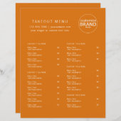 Restaurant Takeout Catering Oranje Logo Menu (Voorkant / Achterkant)