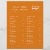 Restaurant Takeout Catering Oranje Logo Menu (Voorkant)