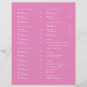 Restaurant Takeout Catering Pink Berry Logo Menu (Achterkant)