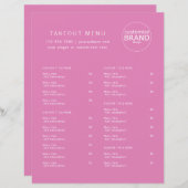 Restaurant Takeout Catering Pink Berry Logo Menu (Voorkant / Achterkant)