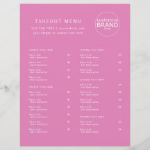 Restaurant Takeout Catering Pink Berry Logo Menu