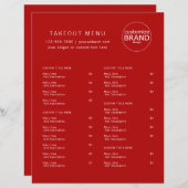 Restaurant Takeout Catering Red Logo Menu (Voorkant / Achterkant)