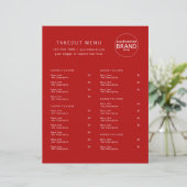 Restaurant Takeout Catering Red Logo Menu (Staand voorkant)
