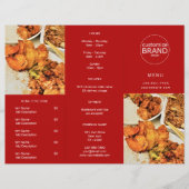 Restaurant Takeout Logo Foto Tri-voudig Red Menu (Voorkant)