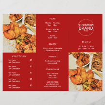 Restaurant Takeout Logo Foto Tri-voudig Red Menu