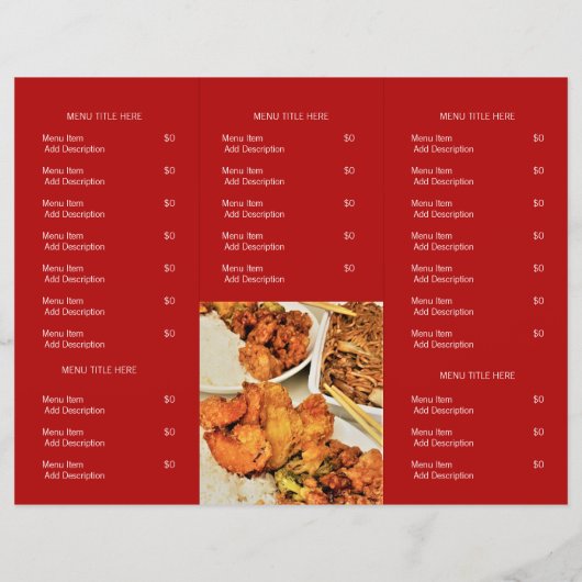 Restaurant Takeout Logo Red Tri-voudig Menu (Achterkant)