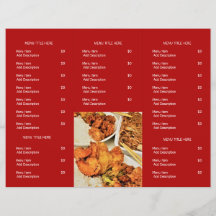 Restaurant Takeout Logo Red Tri-voudig Menu