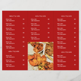 Restaurant Takeout Logo Red Tri-voudig Menu