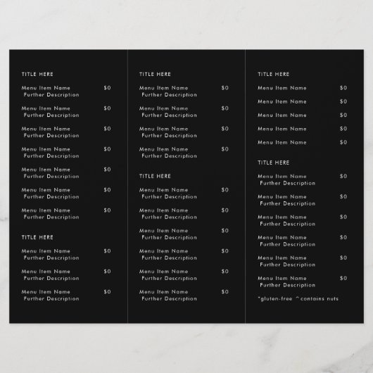 Restaurant Takeout | Menu Black Logo-Takeaway (Achterkant)
