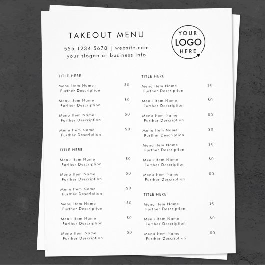 Restaurant Takeout | Minimalistisch menu Logo
