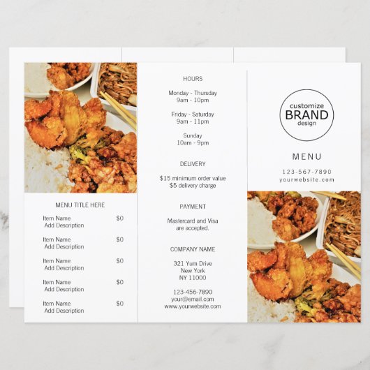 Restaurant Takeout Modern Logo Photo Tri-voudig Me (Voorkant / Achterkant)