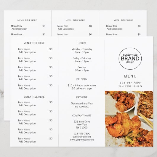 Restaurant Takeout Modern Logo Photo Tri-voudig Me (Voorkant / Achterkant)