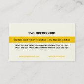 Restaurant tekst bestek bord geel zwart ivoor visitekaartje (Achterkant)