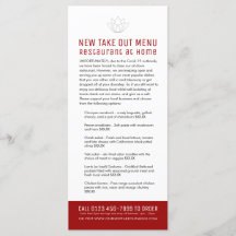 Restaurant thuis nieuwe temp uit menu