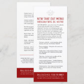 Restaurant thuis nieuwe temp uit menu (Voorkant / Achterkant)