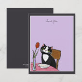 Restaurant Tuxedo Cat Hartelijk dank Bedankkaart (Voorkant / Achterkant)