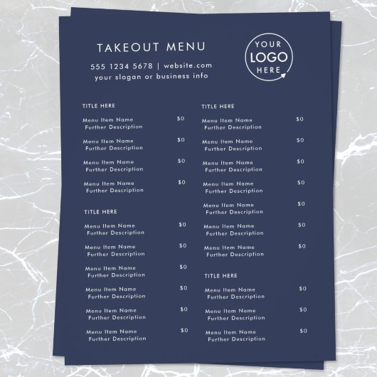Restaurant-uittredingsrestaurant | Menu Navy Blue 