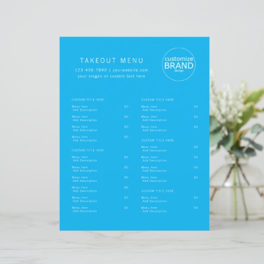 Restaurant Uitvoer Catering Ocean Blue Logo Menu (Staand voorkant)