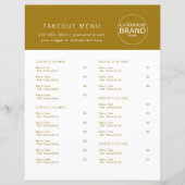Restaurant Uitvoer van Dark Gold Menu Catering Log (Voorkant)
