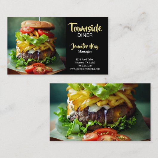 restaurant van het voedseldiner Beef Burger Visitekaartje (Voorkant / Achterkant)