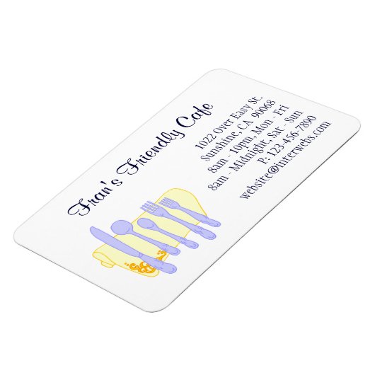 Restaurant Visitekaartje Blauw Geel Custom Magnet Magneet (Linkerzijde)