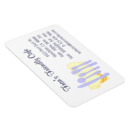 Restaurant Visitekaartje Blauw Geel Custom Magnet Magneet (Rechterzijde)