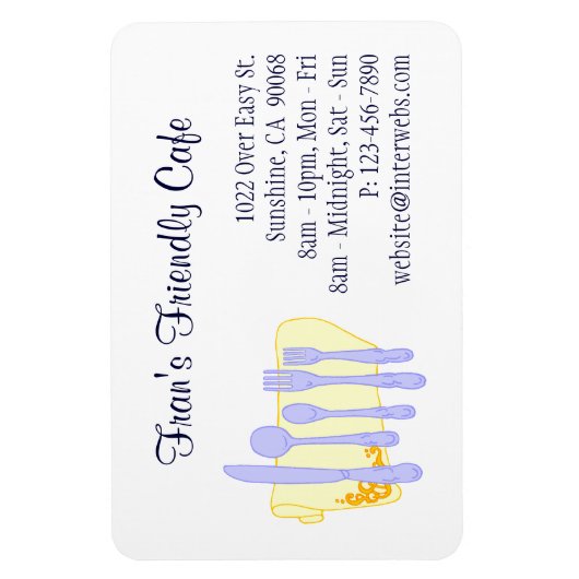 Restaurant Visitekaartje Blauw Geel Custom Magnet Magneet (Verticaal)