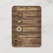 Restaurant visitekaartje met entrees (Achterkant)