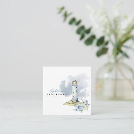Restaurant vuurtoren vierkante visitekaartje (Staand voorkant)