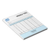 Restaurant Weekly Mini Tips Tracker Notepad Notitieblok (Schuin)