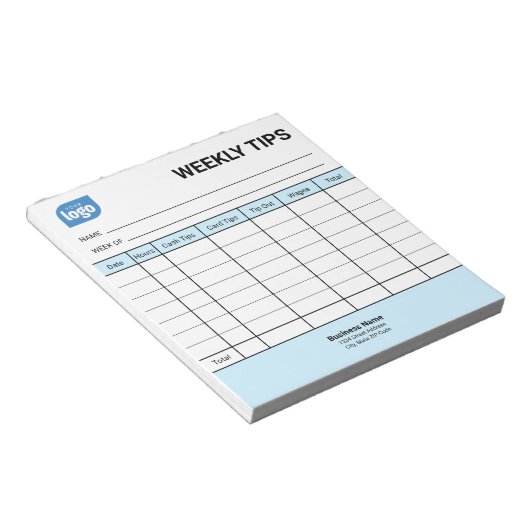 Restaurant Weekly Mini Tips Tracker Notepad Notitieblok (Schuin)