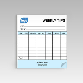 Restaurant Weekly Mini Tips Tracker Notepad Notitieblok