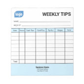 Restaurant Wekelijkse Fooi Tips Tracker Notitieblo Notitieblok (Voorkant)