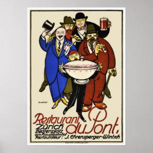  restaurant Zurich Adverteren Art Deco Poster