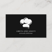 Restaurant Zwart Wit Chef Hoed Logo Visitekaartje (Voorkant)