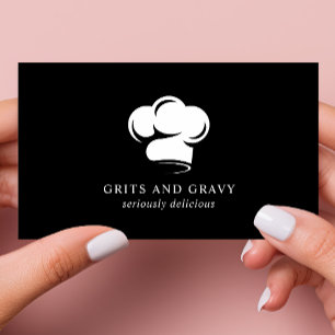 Restaurant Zwart Wit Chef Hoed Logo Visitekaartje