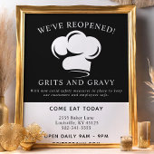 Restaurant Zwart Witte Chef Hoed Covid Heropening Flyer