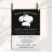 Restaurant Zwart Witte Chef Hoed Covid Heropening Flyer