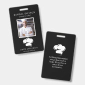 Restaurant Zwart Witte Chef Hoed Foto ID Badge (Voor- en achterkant)