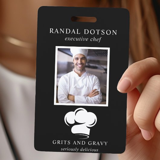 Restaurant Zwart Witte Chef Hoed Foto ID Badge