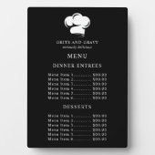 Restaurant Zwart Witte Chefs Hoed Menu Prijs Fotoplaat (voorkant)