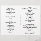 Restaurantbenodigdheden, menu voor platteland, Aan (Achterkant)