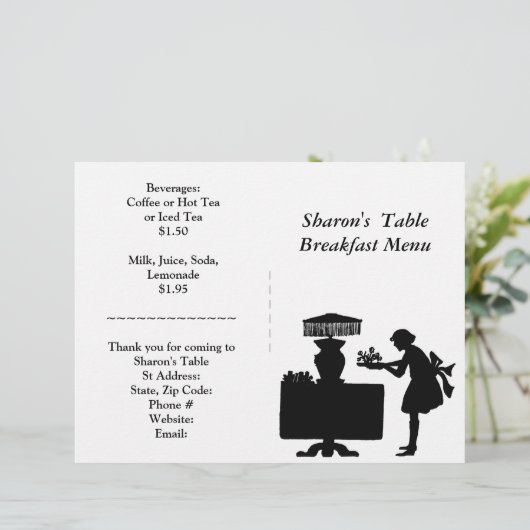 Restaurantbenodigdheden, ontbijtmenu  (Staand voorkant)