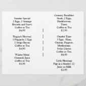 Restaurantbenodigdheden, ontbijtmenu  (Achterkant)