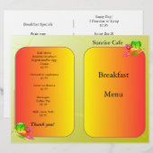 Restaurantbenodigdheden, voorbeeldmenu, zondnyside (Voorkant / Achterkant)