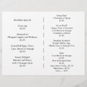 Restaurantbenodigdheden, voorbeeldmenu, zondnyside (Achterkant)
