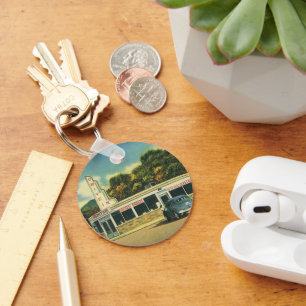 Restaurante rétro, diner uit de jaren 50 en auto's sleutelhanger