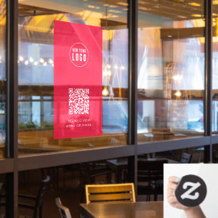 Restaurantkoffie Logo en QR Code Aangepaste kleur  Raamsticker