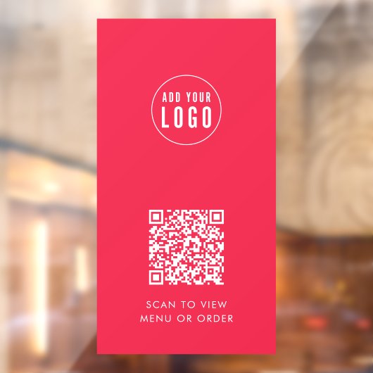 Restaurantkoffie Logo en QR Code Aangepaste kleur  Raamsticker (Vel 2)